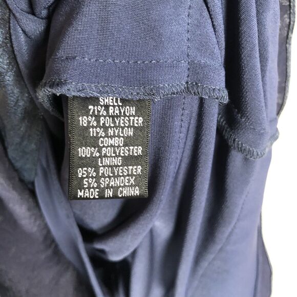 NWT ADRIANNA PAPELL Cocktail Dress Sz 6 Blue Midi Layered Lined Iridescent NEW - Picture 7 of 16